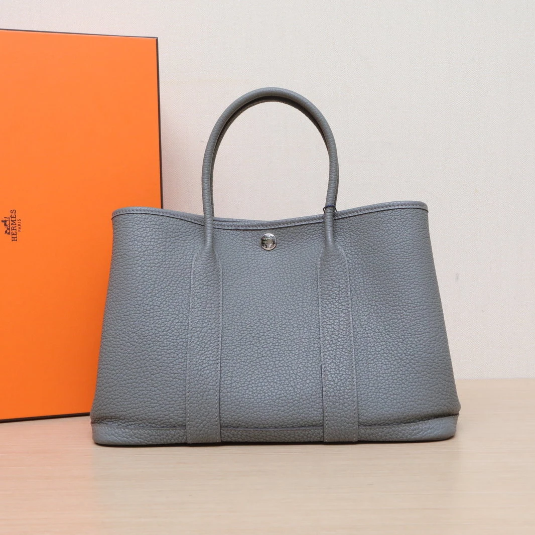 99新 Hermes/爱马仕 【双双】花园包 30 积雨云灰 NEGONA皮 U刻
