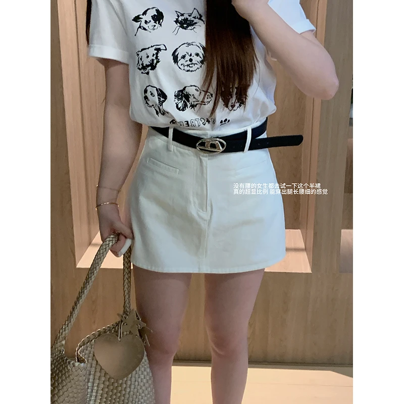 大G.Especial【显瘦代表】纯棉休闲时尚白色牛仔半裙K425G06063