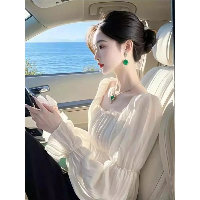 法式爆款时尚白色高级感气质衬衫女2025春秋新款小众百搭个性上衣