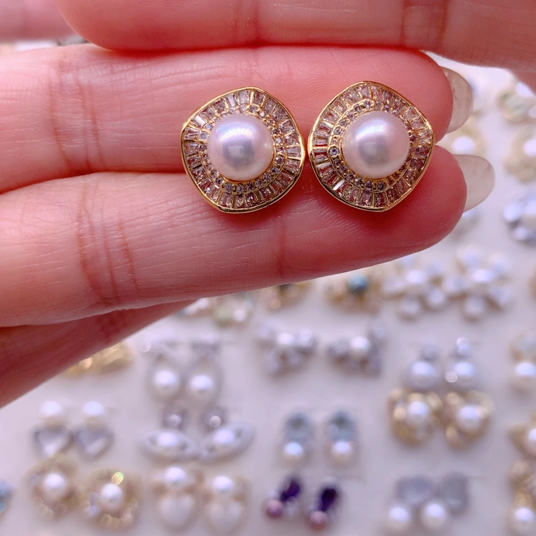 合金耳饰淡水珍珠