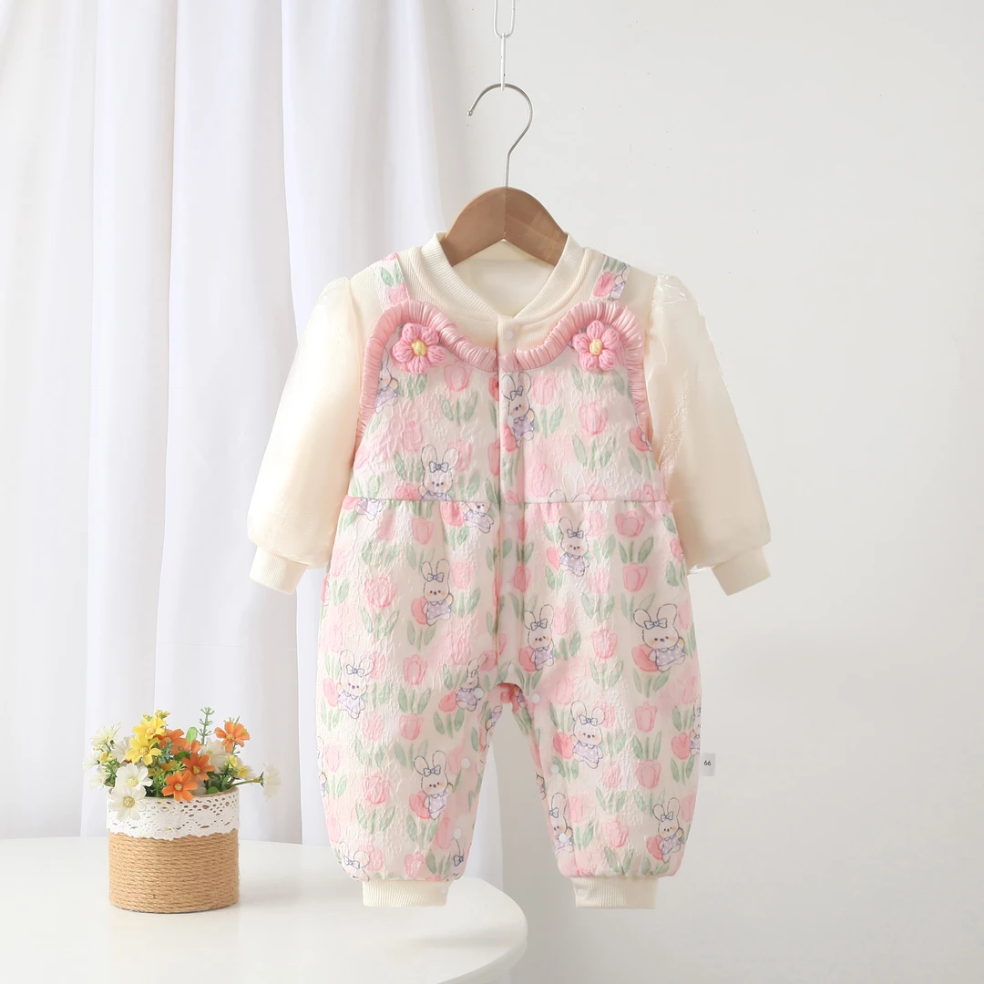 婴儿衣服秋装超萌秋冬连体衣公主哈衣新生儿宝宝百天满月外出爬服