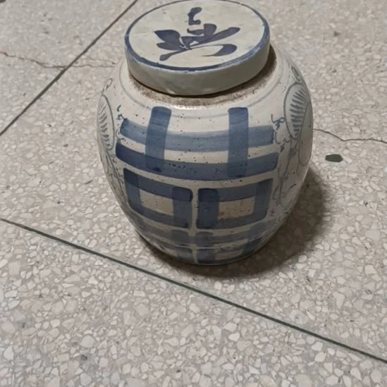 陶其他双双双喜临门罐罐摆件青花陶瓷摆件