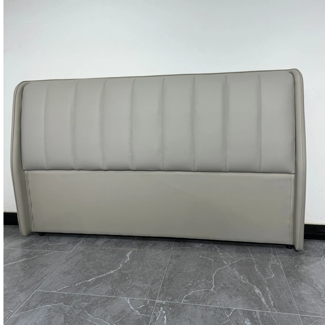 2024新款软包实木主卧落地生态皮免安装靠背一体轻奢简约北欧主卧