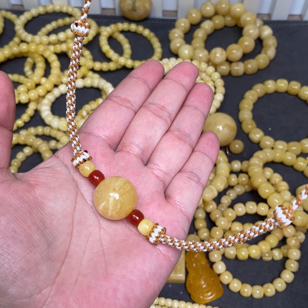 蜜蜡未镶嵌裸石虎皮纹千层雪21mm