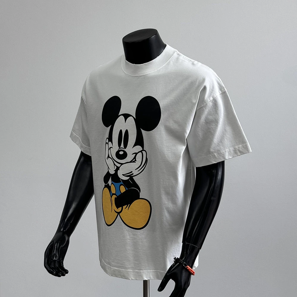 2025年夏季新款美式潮牌纯棉圆领卡通印花短袖休闲白色T恤男T1652