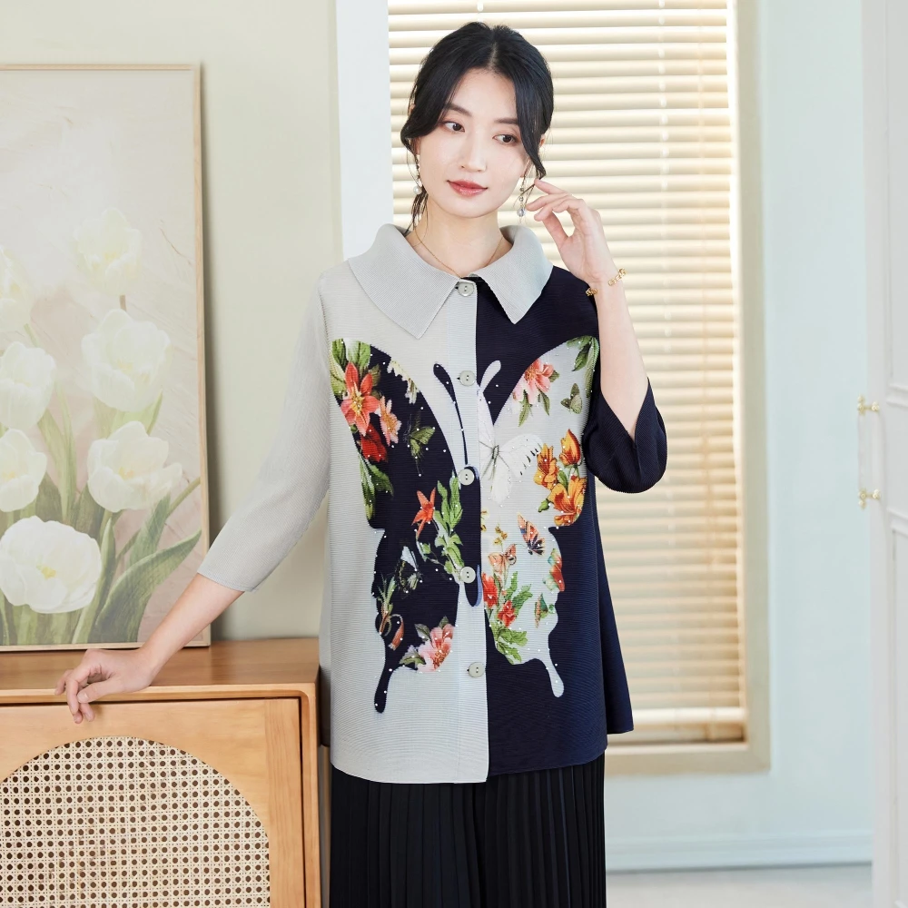 时尚气质洋气国风上衣女2025春装衬衫女感轻奢减龄宽松大码衬衣