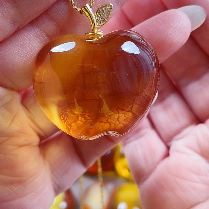 琥珀银S925镶嵌裸石吊坠