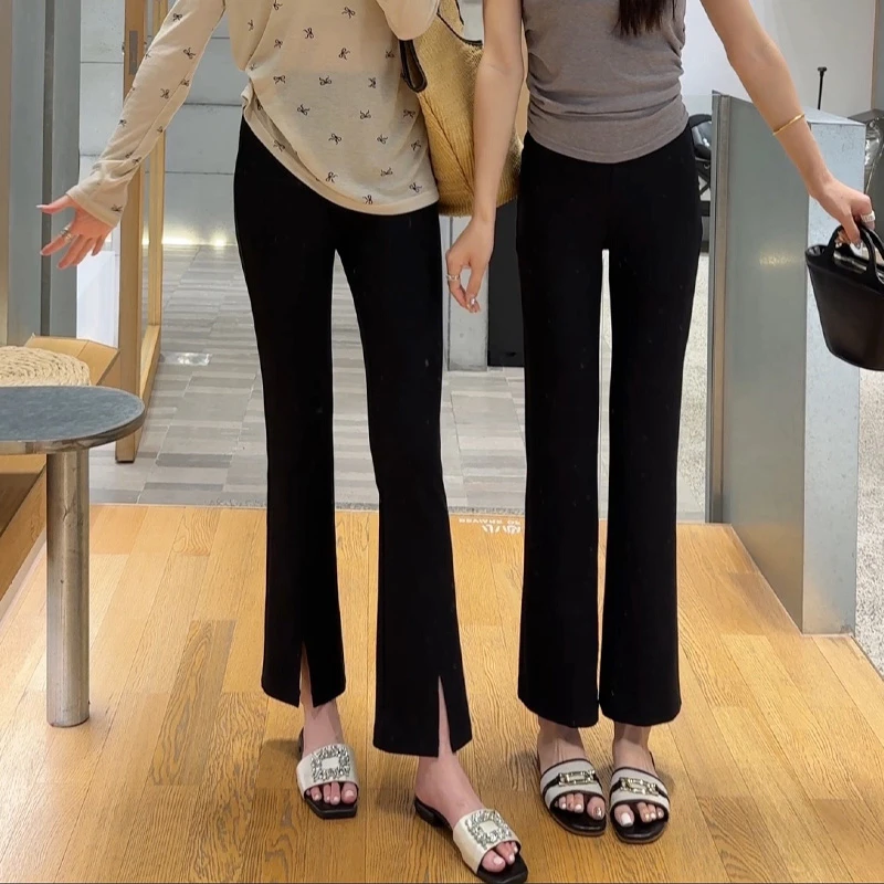 冰丝喇叭裤女夏季薄款2025爆款高腰显瘦修身垂感小个子弹力微喇裤