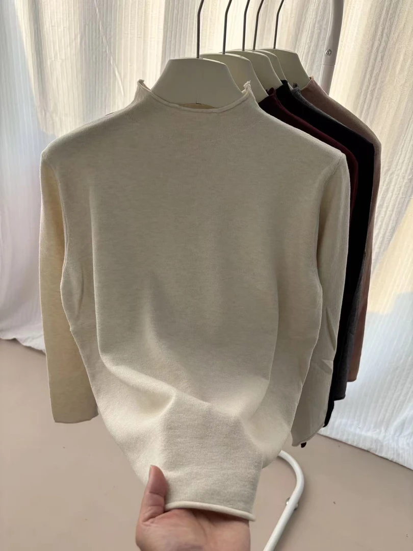 177Q秋冬长袖女装针织毛针织衫打底衫常规常规款立领ZZ142