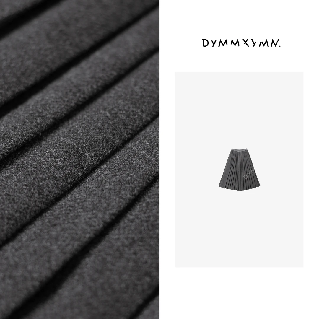 【DYMMXYMM】-小众设计师黑灰双色呢料百褶半裙-4FWD2876