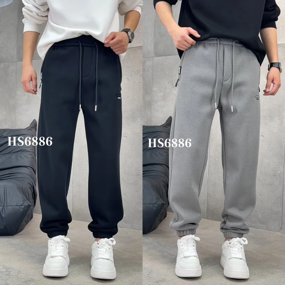 HS6886#【加绒加厚】男士冬季高品质潮流时尚百搭宽松束脚休闲裤