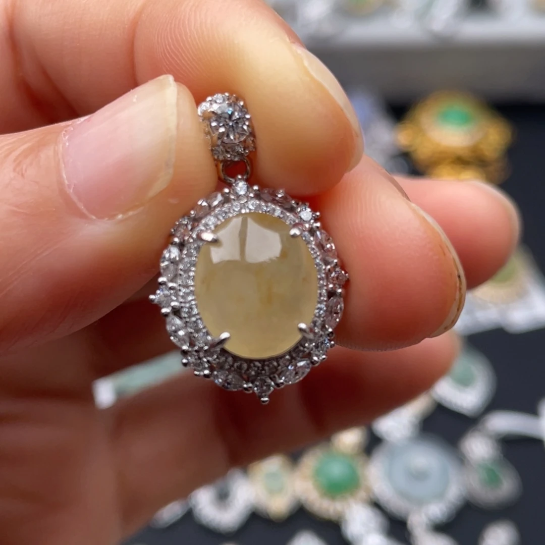 翡翠银S925镶嵌吊坠(不含链)