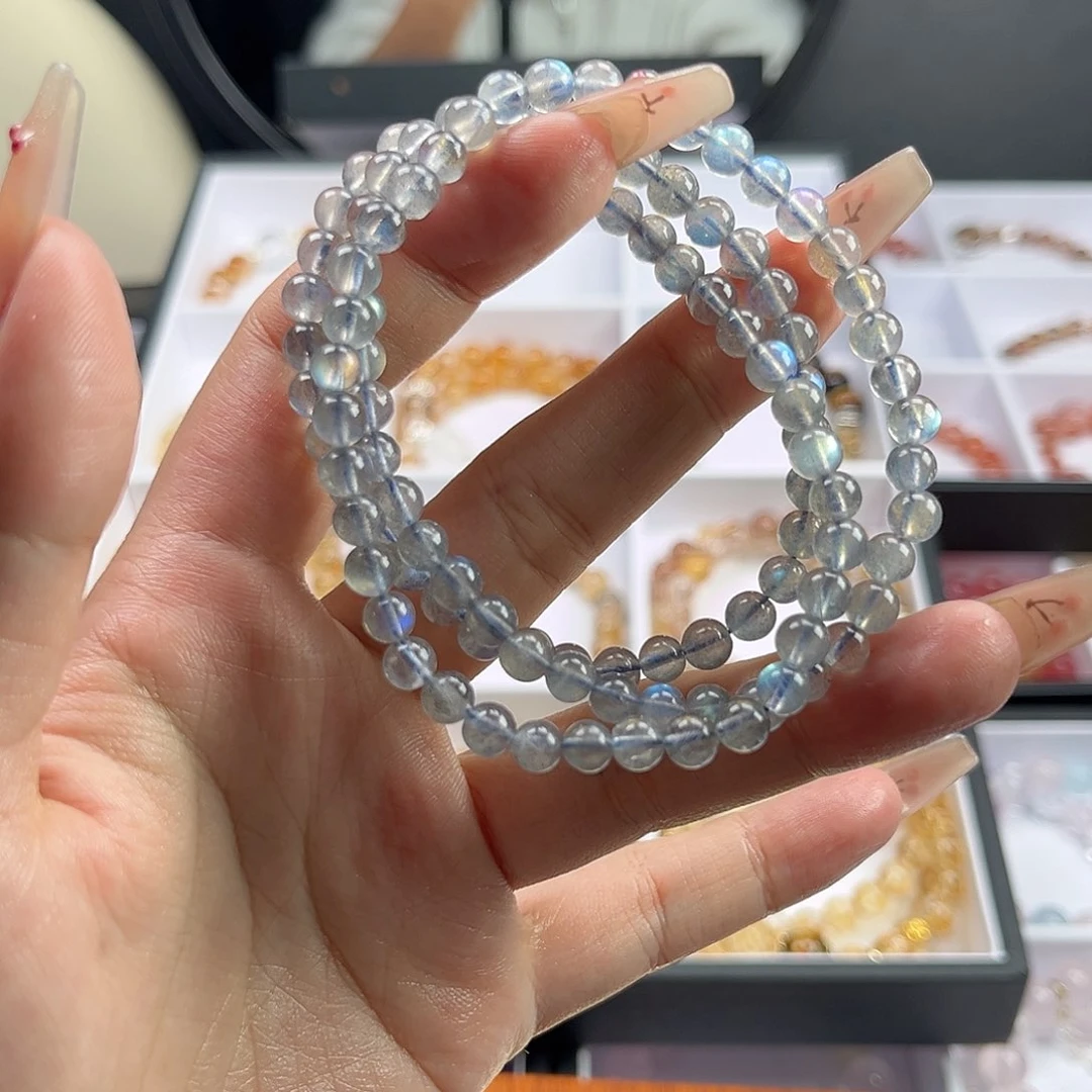 水晶手串未镶嵌肥***?灰月光 5mm