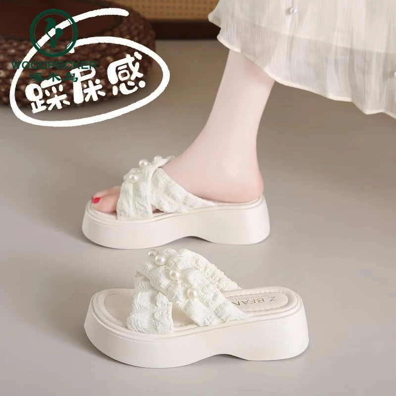 啄木鸟仙女风厚底增高凉鞋女2025年新款夏季百搭配裙子罗马凉拖鞋