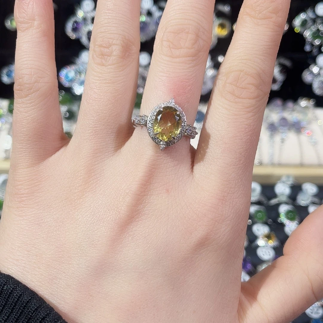 银S925镶嵌戒指黄晶戒指