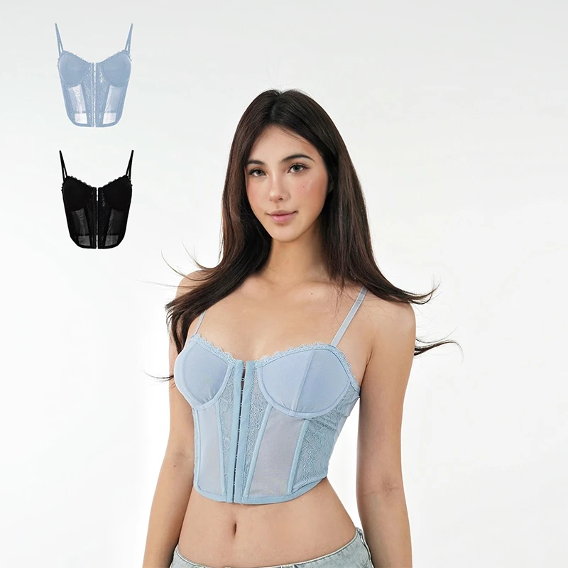 Jim Kennet蕾丝鱼骨紧身胸衣吊带