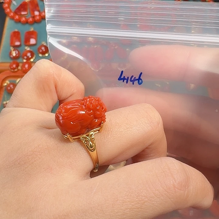 南红玛瑙银S925镶嵌戒指