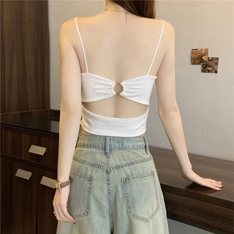 辣妹小众吊带背心外穿女夏季内搭美背文胸一体打底带胸垫外穿上衣