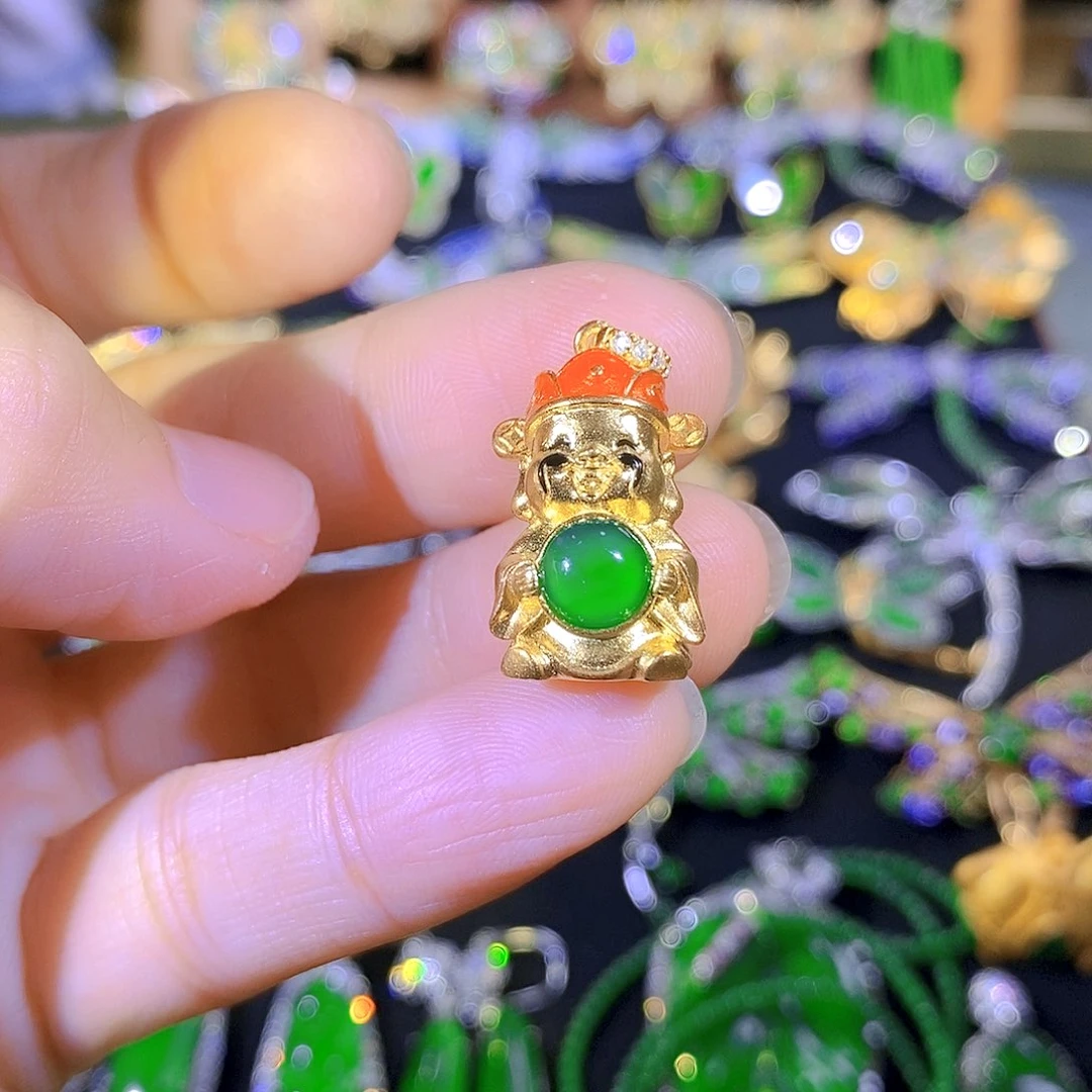 吊坠(不含链)银S925镶嵌翡翠