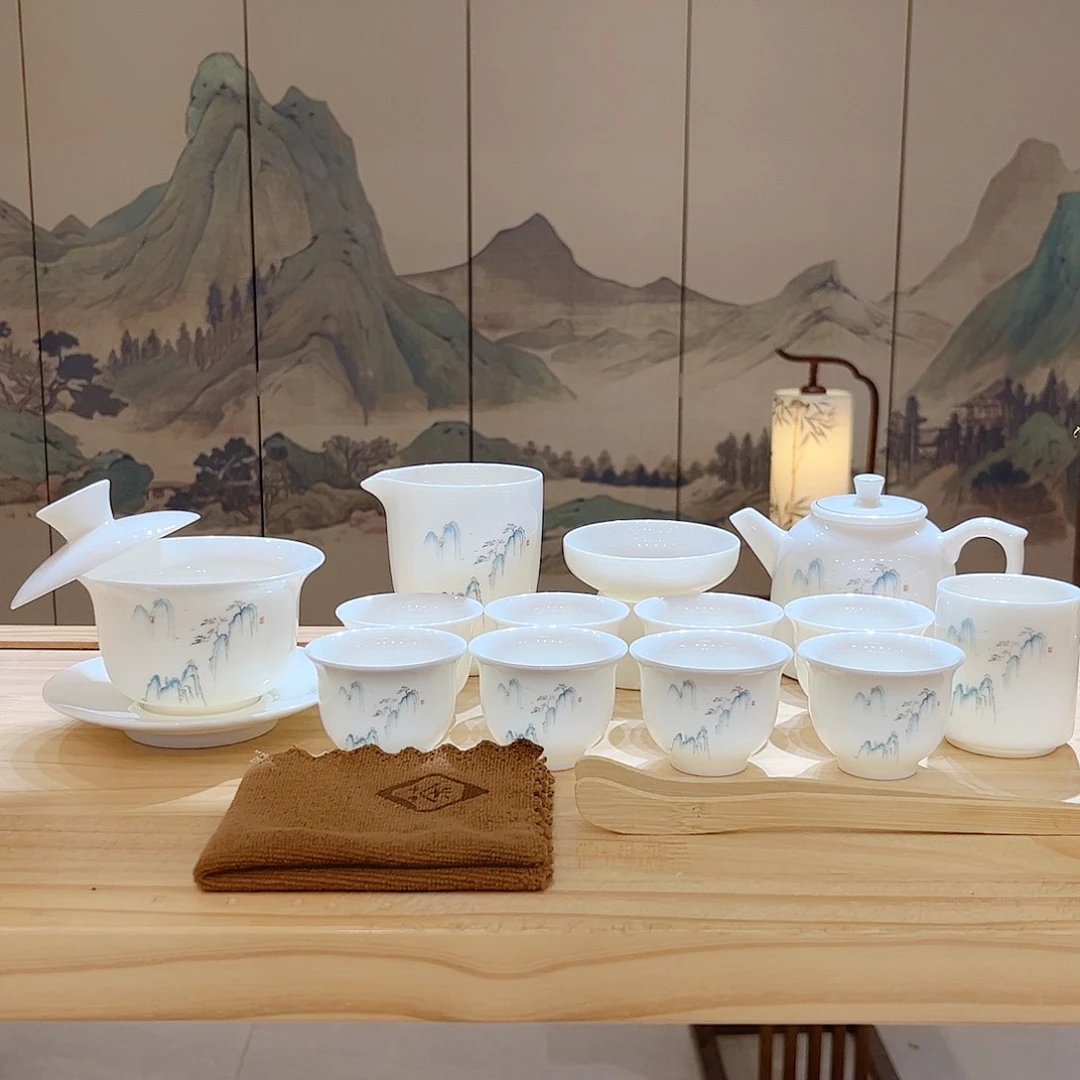 【都彩】高山流水羊脂玉瓷16头