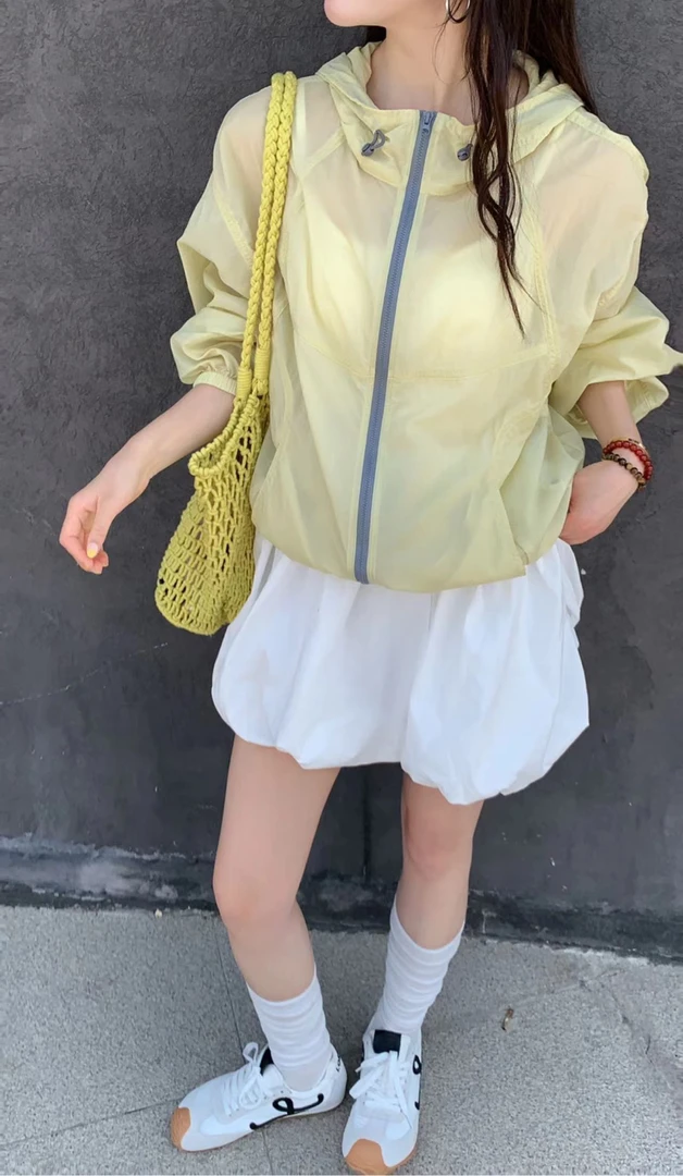 设计感连帽薄款防晒衣小众宽松休闲慵懒风简约外套