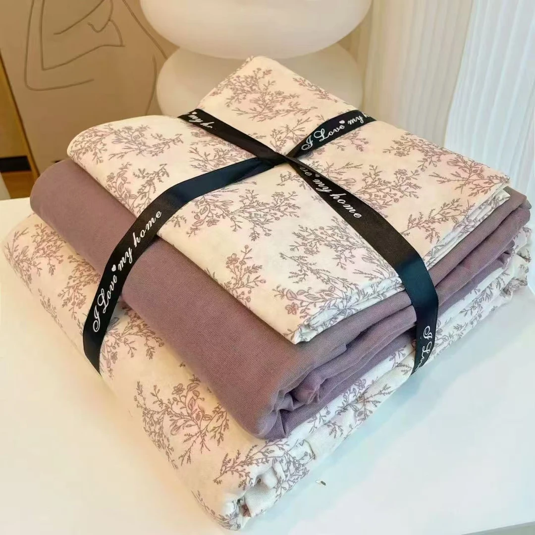 a类纯棉双层纱高级感小清新碎花200*230cm家用四件套H6539