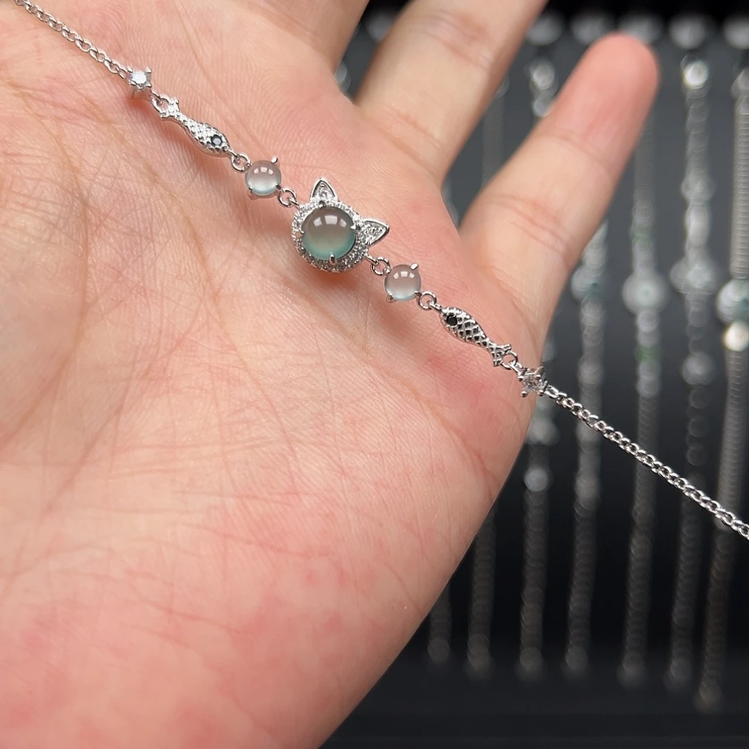 翡翠银S925镶嵌手链