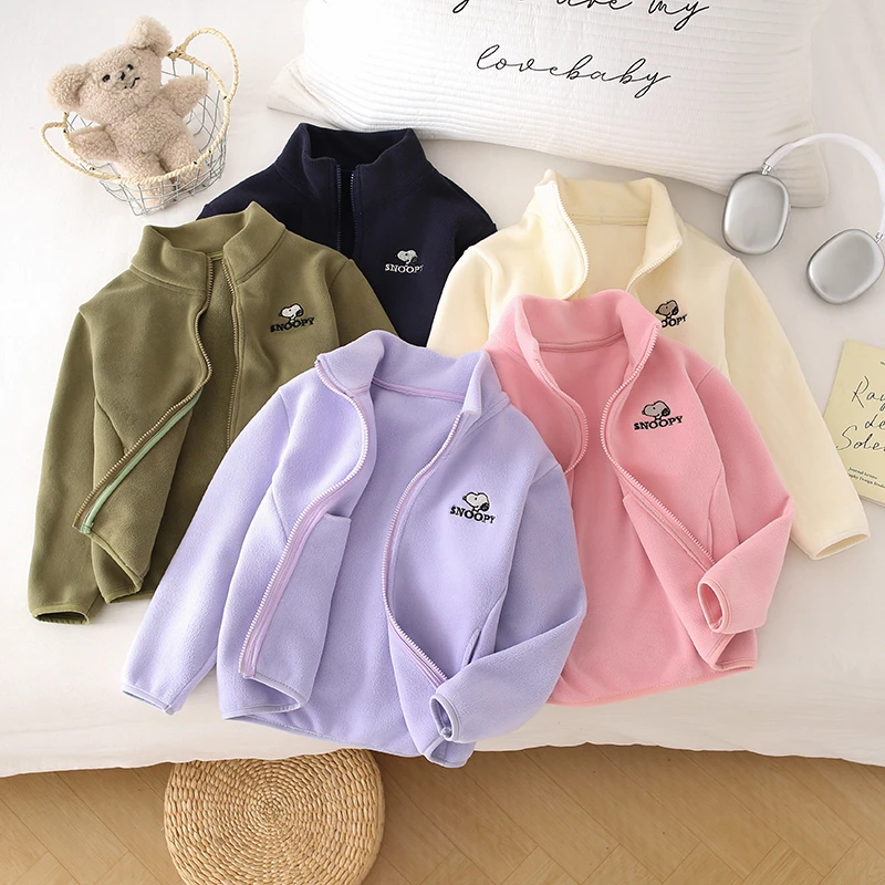 Snoopy/史努比秋冬新款双层奥粒绒中大童保暖舒适百搭拉链上衣