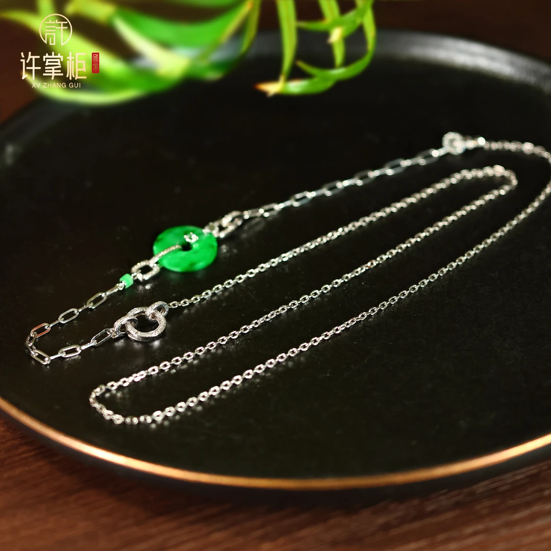 许掌柜｜臻福 18K金翡翠项链平安扣万能扣配饰天然缅甸翡翠A货原创
