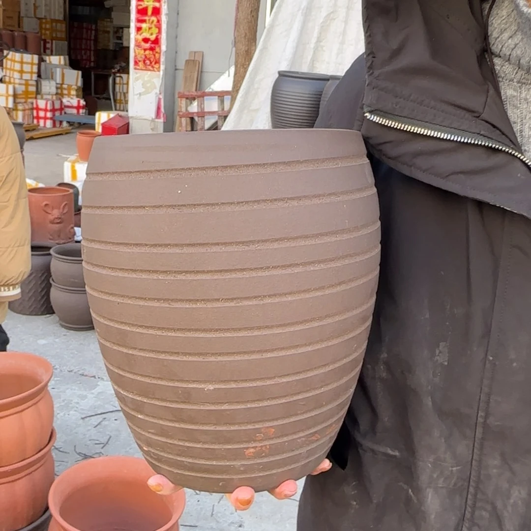 紫砂花盆口20高27宜兴紫砂瑕疵花泥