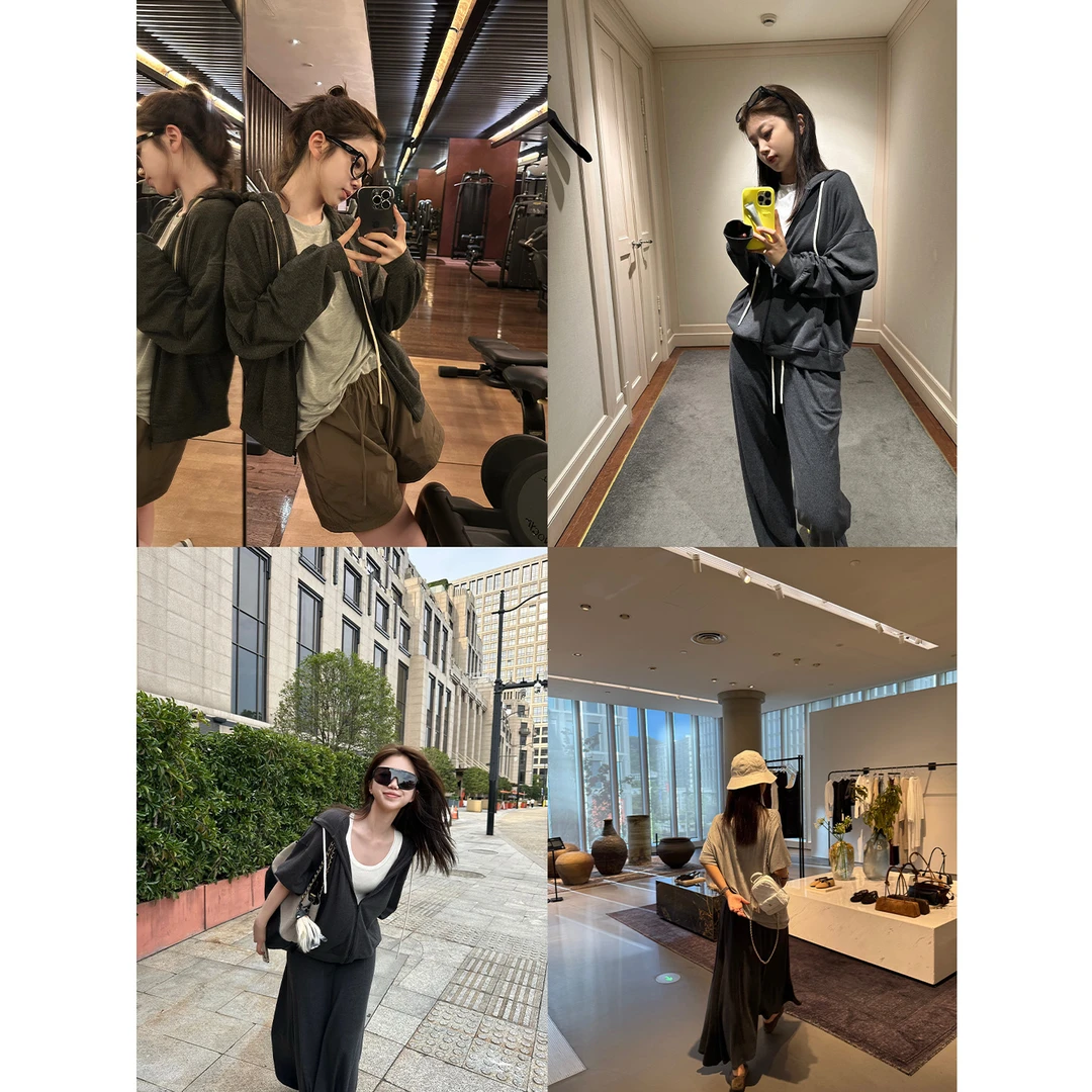 Multi Math慵懒周末/三件套装Chao柔软舒服带帽卫衣抽绳休闲裤裙