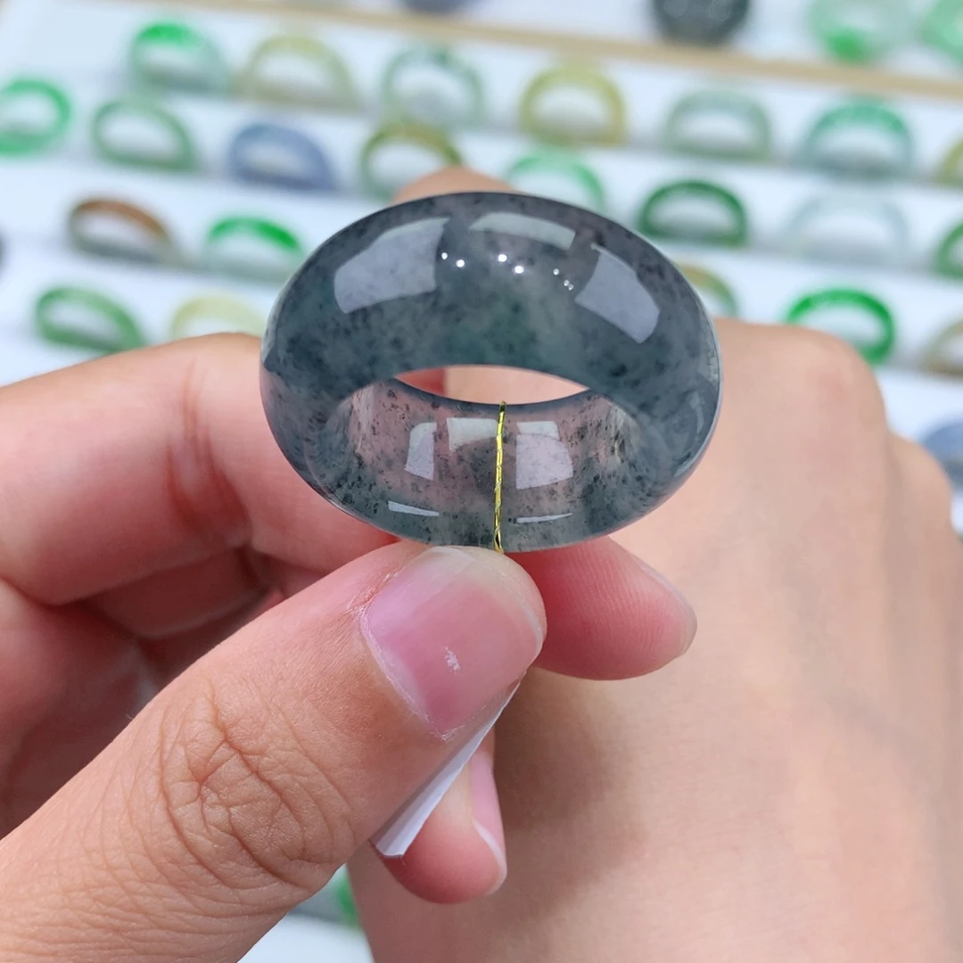 翡翠戒指未镶嵌18号黑冰乌鸡轮胎