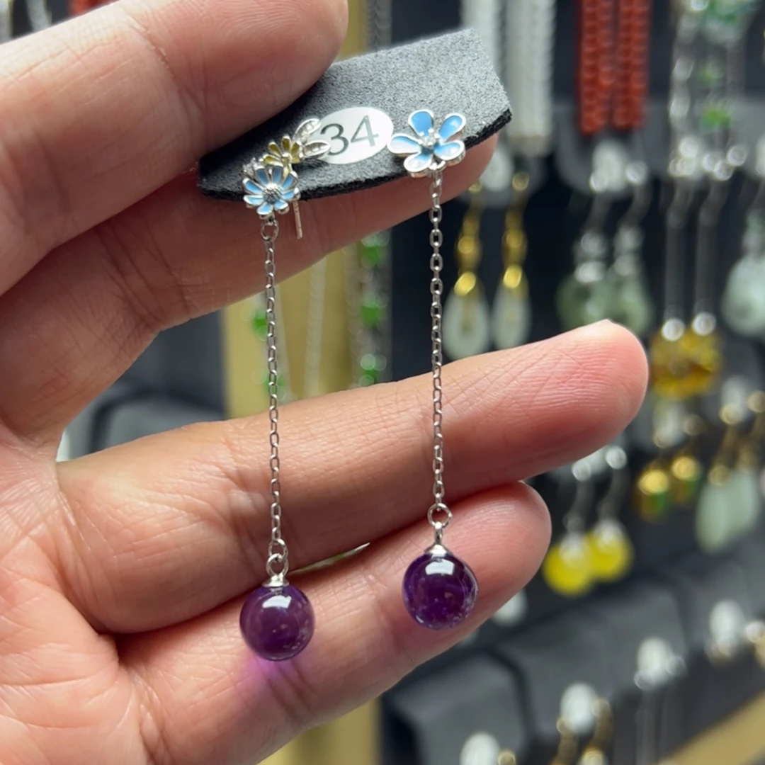 银S925镶嵌水晶耳饰