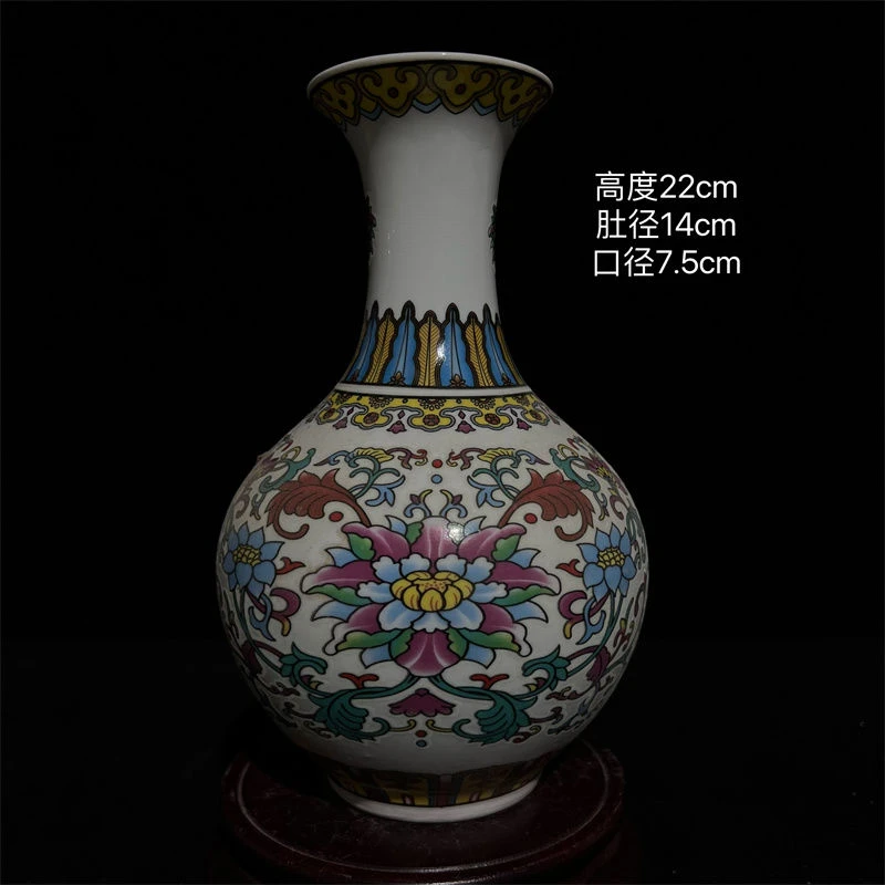 景德镇陶瓷满工珐琅彩夜光缠枝莲天球瓶居家插花花瓶精致陶瓷摆件