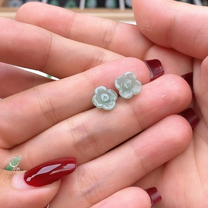 翡翠银S925镶嵌耳饰