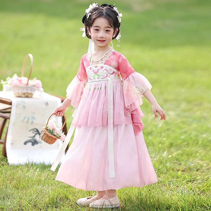 汉服女童夏季2025新款儿童古装春装国风超仙唐装小女孩公主连衣裙