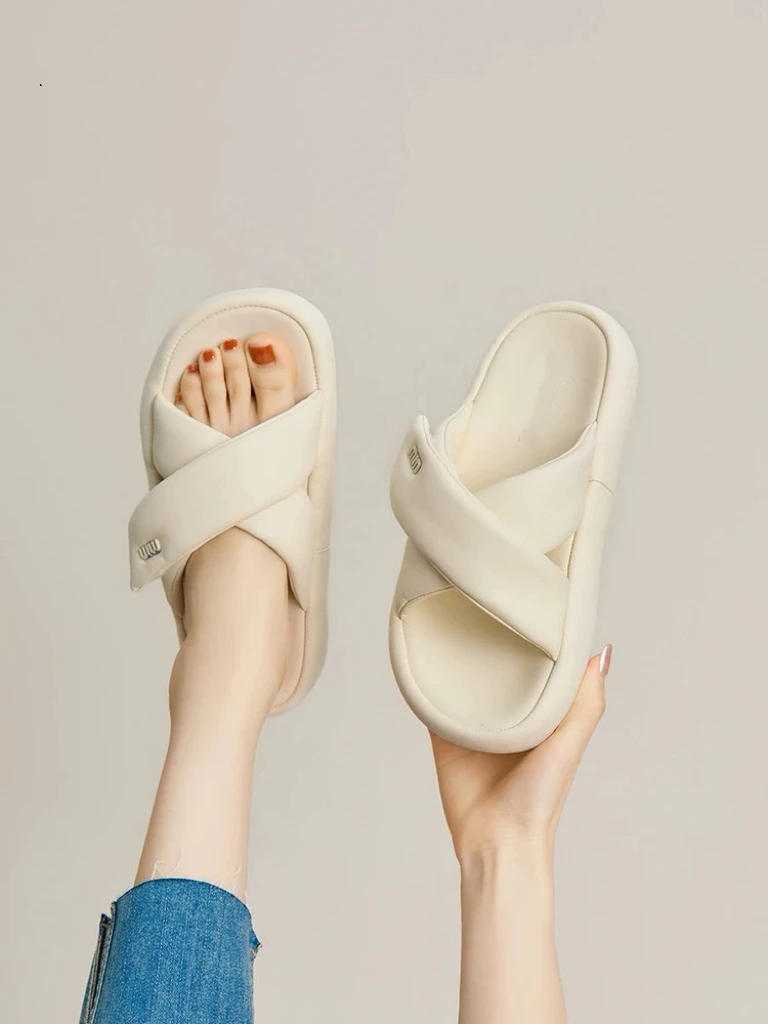 面包厚底拖鞋女夏季外穿1277新款高级感仙女风凉拖一字拖24X