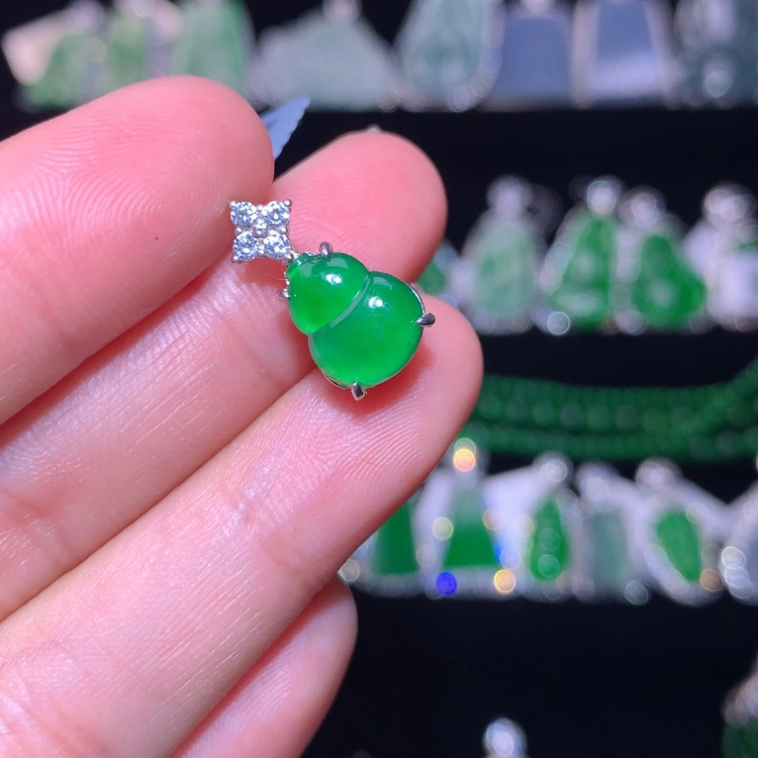 【闪购商品】翡翠银S925镶嵌颈饰天然翡翠