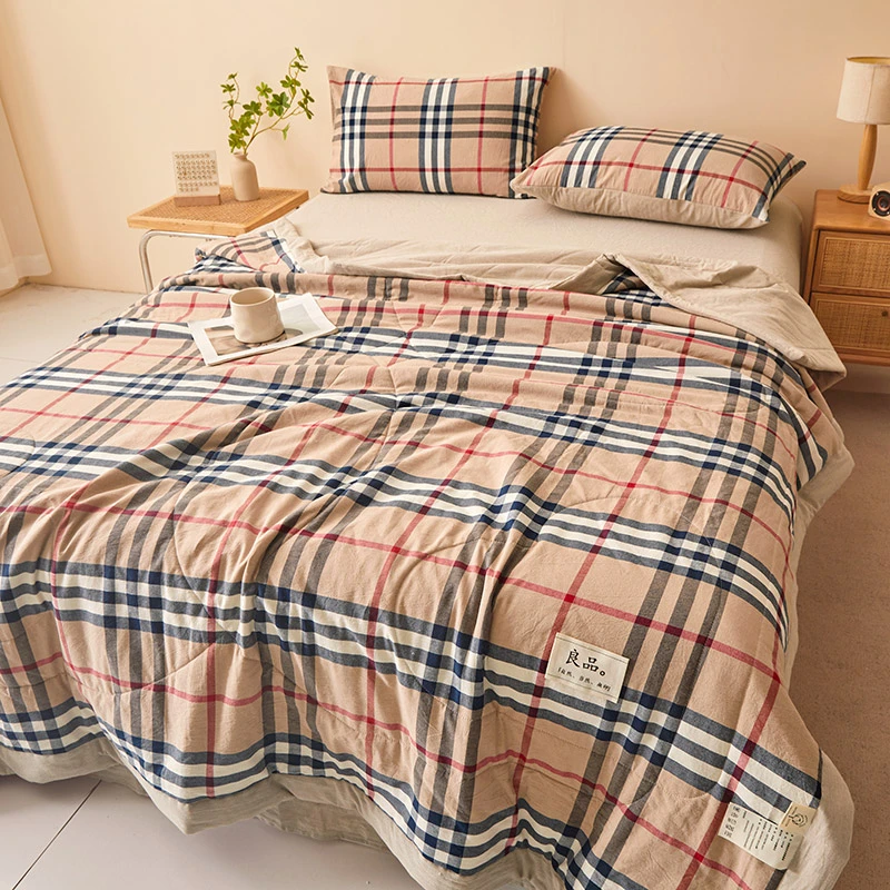 2025新款全棉色织水洗棉棉花被夏被无印风夏凉被单双人空调被被子