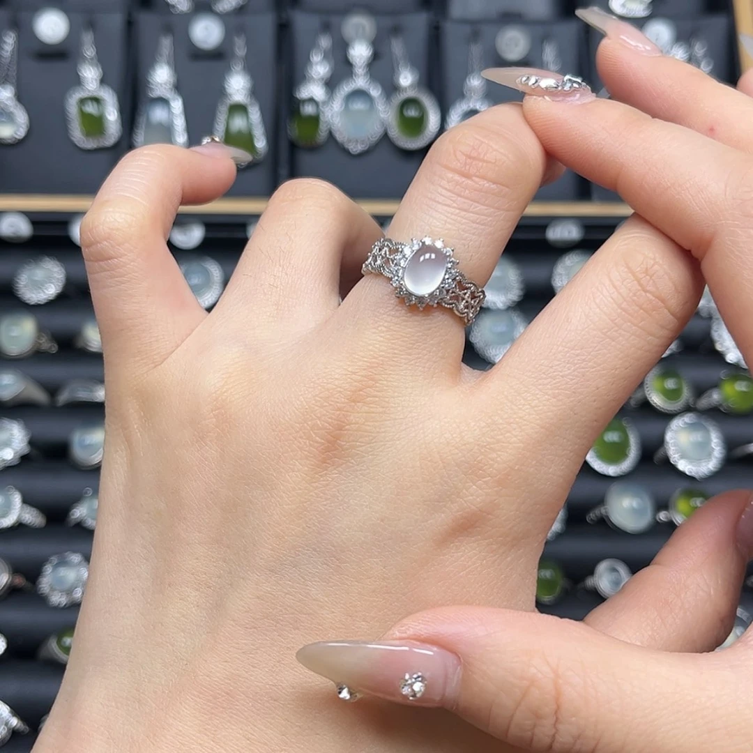 【闪购商品】岫玉戒指银S925镶嵌赵*虎