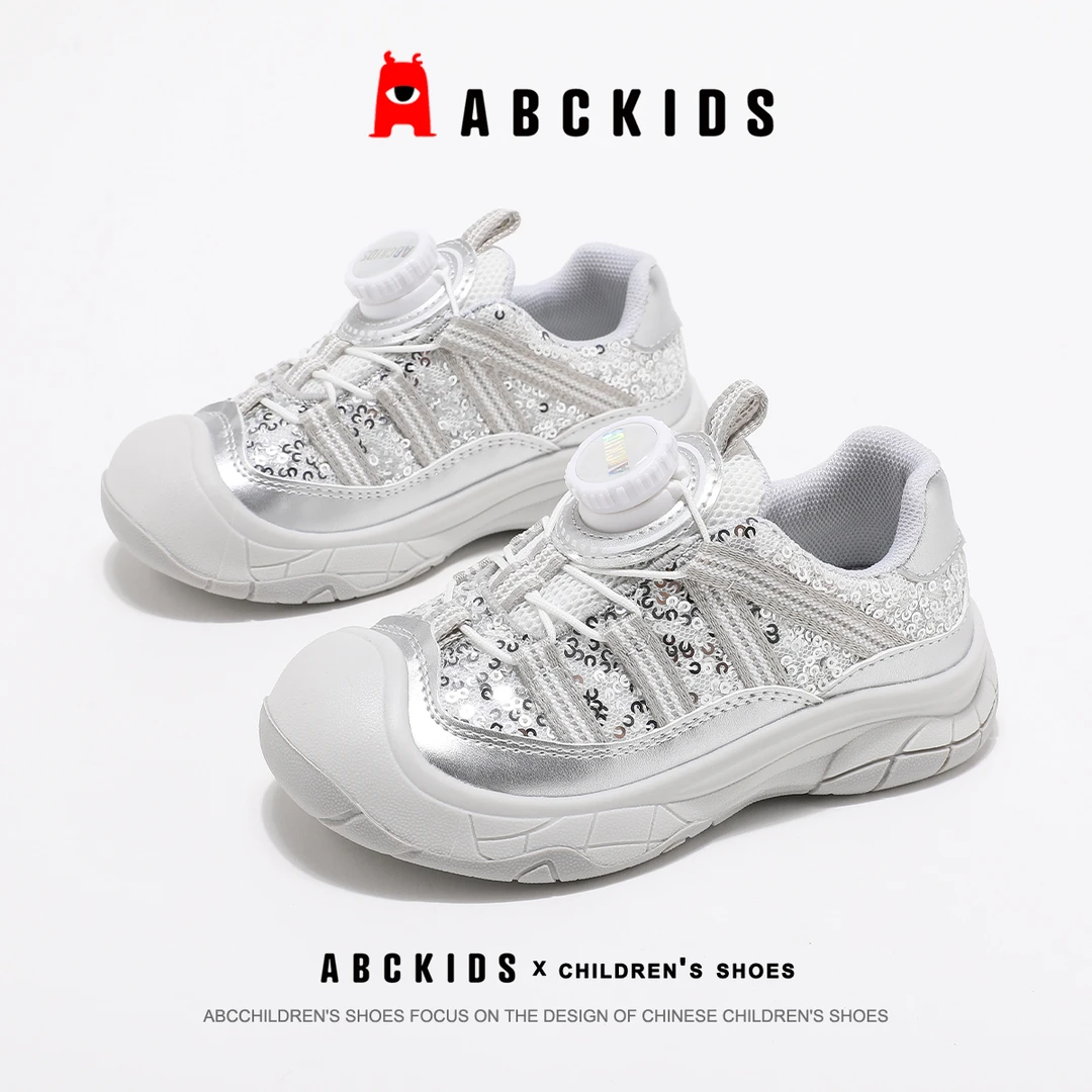 Abckids儿童童鞋2025秋季新款女童时尚百搭休闲鞋网面软底运动鞋