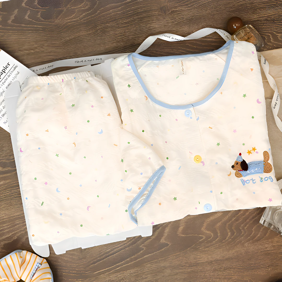 【长袖长裤》微胖女生大码女生胖mm睡衣女套装甜美家居服