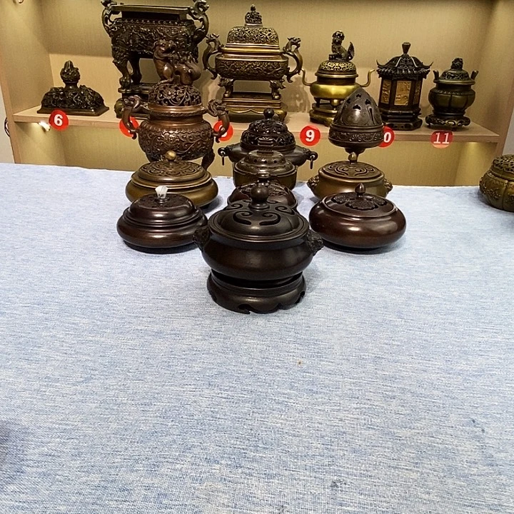 铜黄铜苏工狮子炉摆件