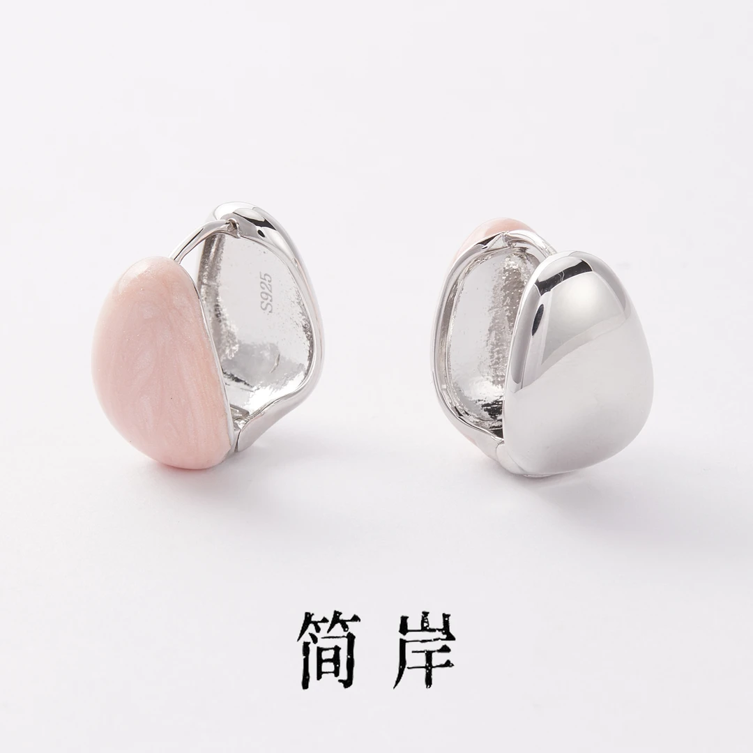 jeshore/简岸 925银珐琅耳饰 樱花树下珐琅流沙耳环