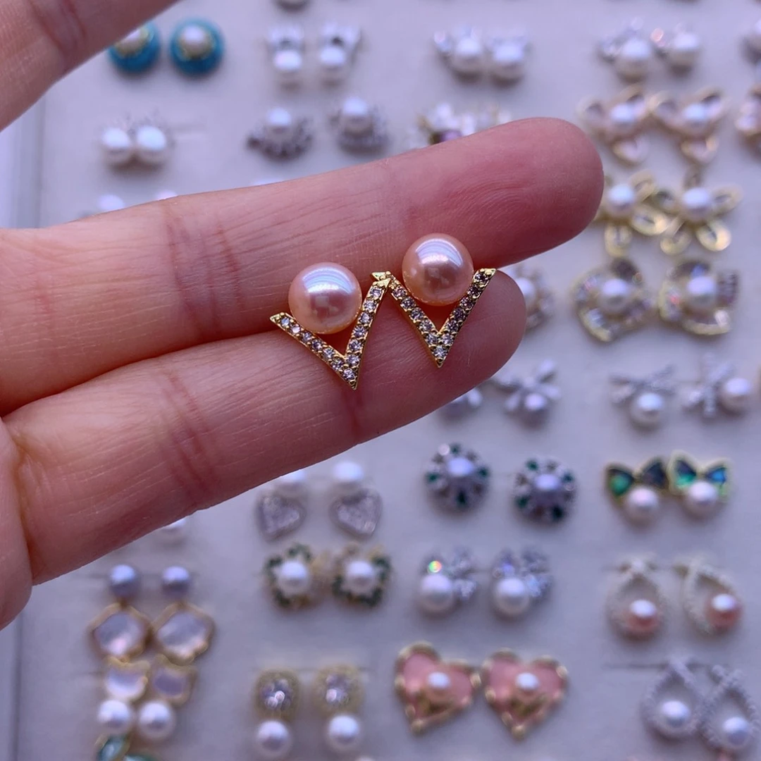 淡水珍珠耳饰合金