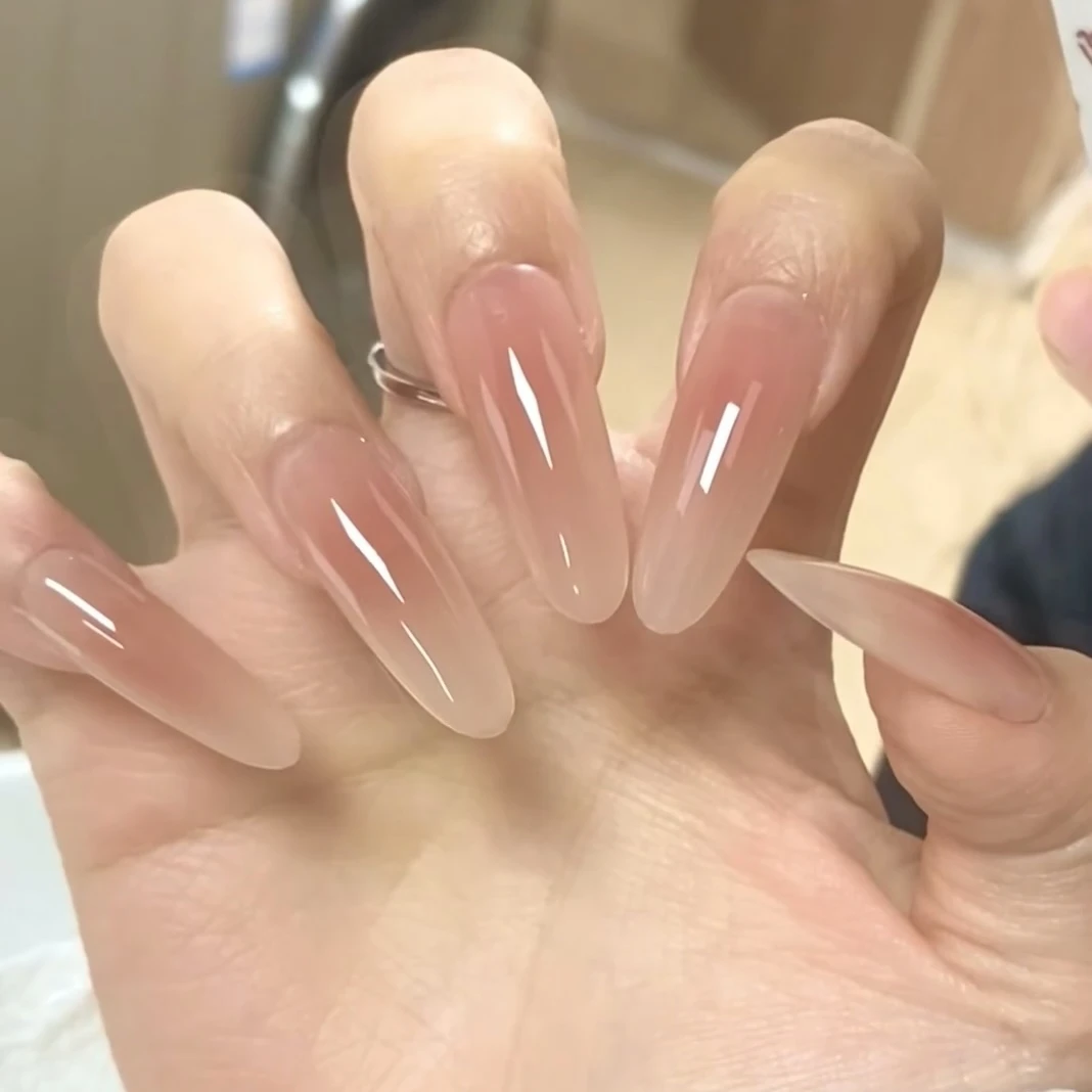 【素指】长椭圆纯欲华妃摸脸漸变 図美甲贴片手穿戴甲简约指甲贴