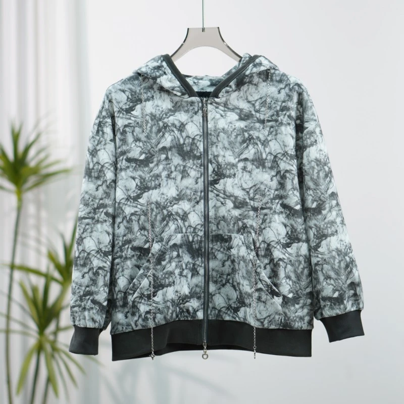 一路童行 谷系列  B68 女装 撤柜时尚连帽拉链卫衣 223FWY502