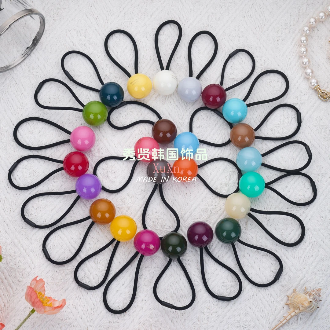 韩国果冻圆球细发圈时尚百搭气质简约韩版高弹彩色ins小件饰品