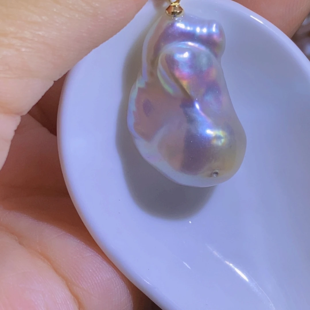 银S925镶嵌淡水珍珠天然淡水珍珠无染色无优化