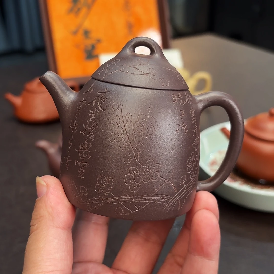 紫砂茶壶4号井紫泥 子冶秦权